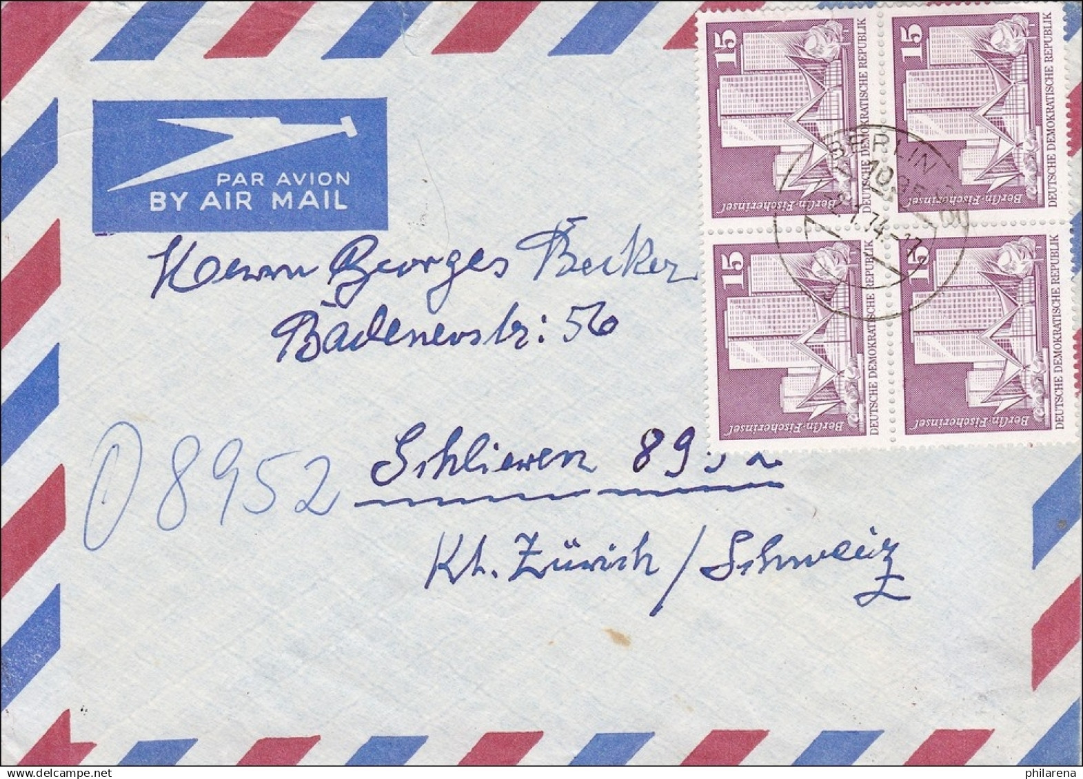 DDR:  Luftpostbrief Von Berlin In Die Schweiz 1974 - Lettres & Documents