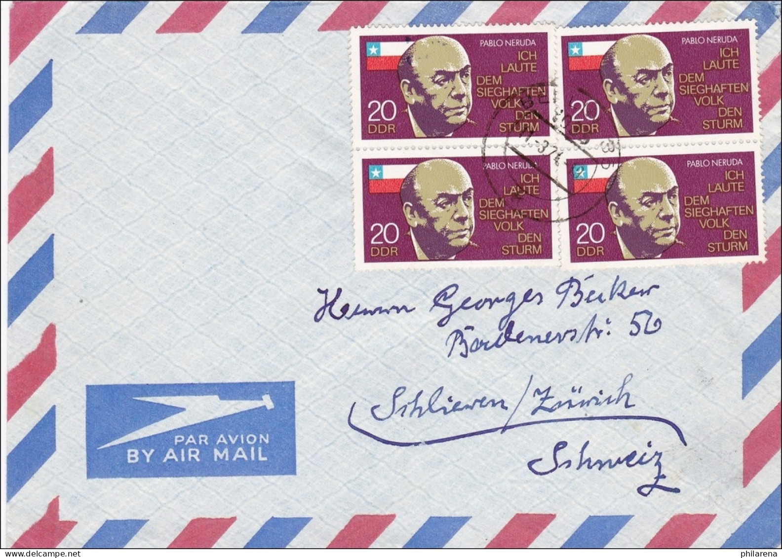 DDR:  1974: Luftpostbrief Aus Berlin Nach Zürich - Brieven En Documenten