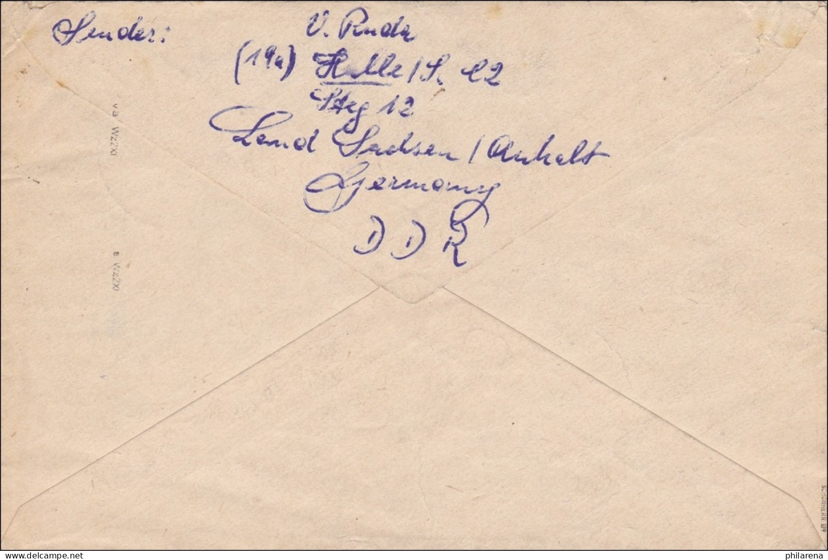 DDR:  1954: Luftpost Von Halle Nach England: Köpfe II, BPP Signatur - Lettres & Documents