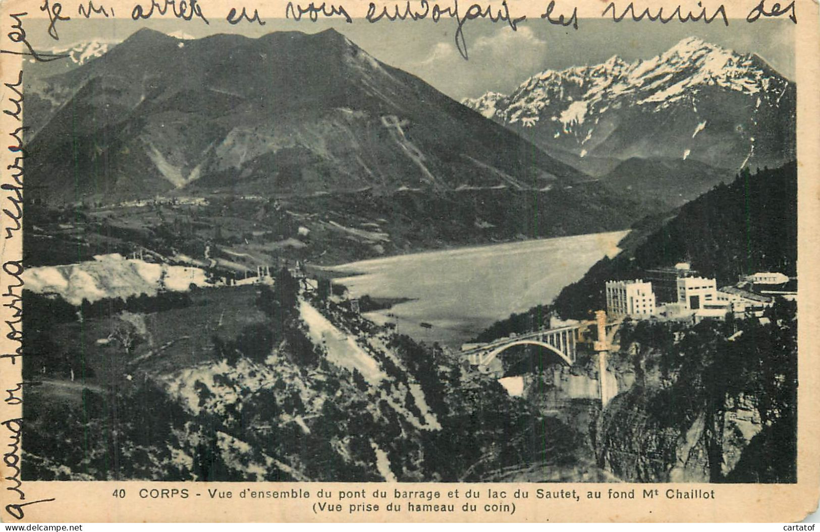 CORPS . Vue D'ensemble Du Pont Du Barrage Et Du Lac Du Sautet . Mt Chaillot .  - Corps