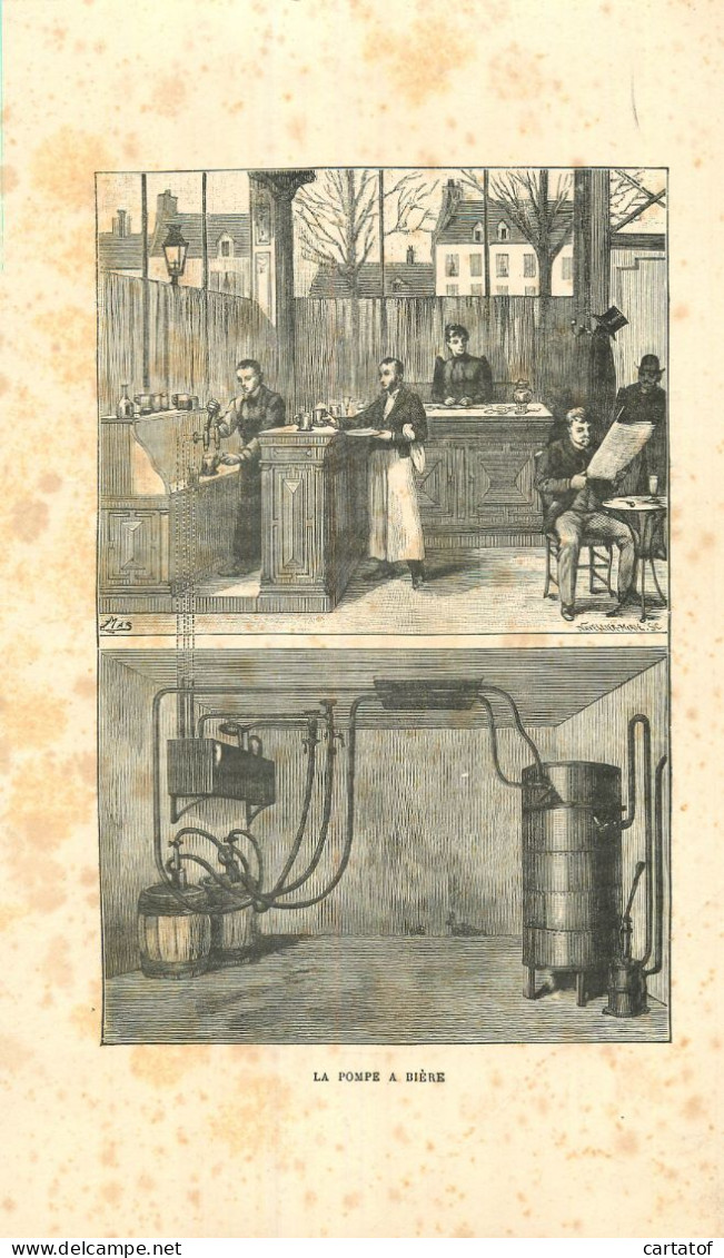 Image (litho) LA POMPE A BIERE . Illustration E. MAS . Texte Explicatif Au Dos - Andere & Zonder Classificatie