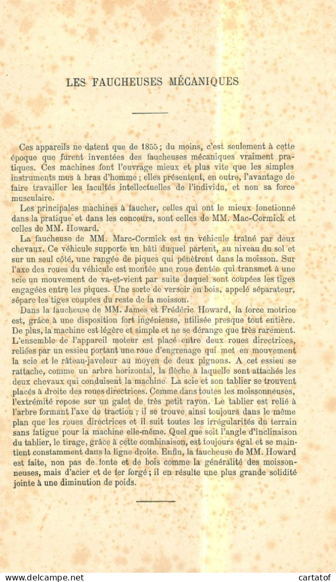Image (litho) LES FAUCHEUSES MECANIQUES . Illustration E. MAS . Texte Explicatif Au Dos - Sonstige & Ohne Zuordnung