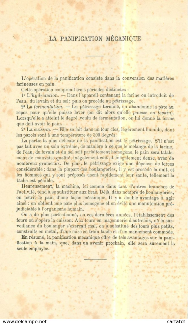 Image (litho) LA PANIFICATION MECANIQUE . Illustration E. MAS . Texte Explicatif Au Dos - Other & Unclassified