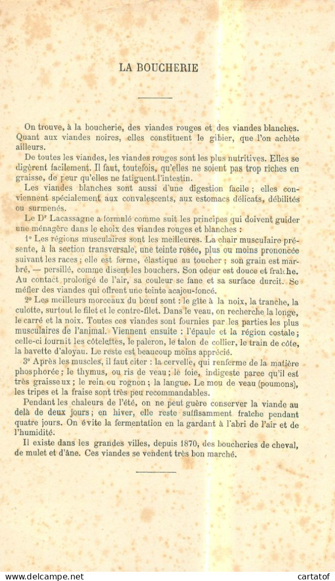 Image (litho) LA BOUCHERIE . Illustration E. MAS . Texte Explicatif Au Dos - Autres & Non Classés