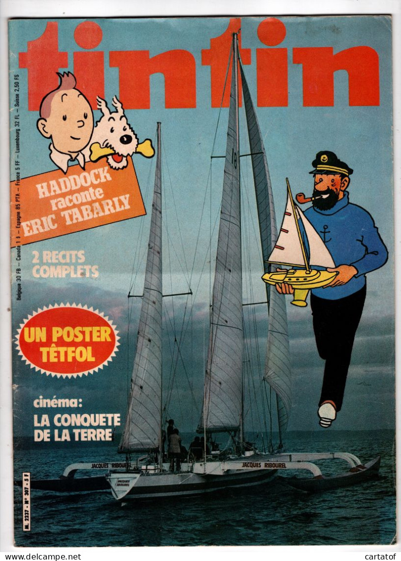 TINTIN N° 307 .  Haddock Raconte TABARLY . Poster TETFOL . … - Kuifje