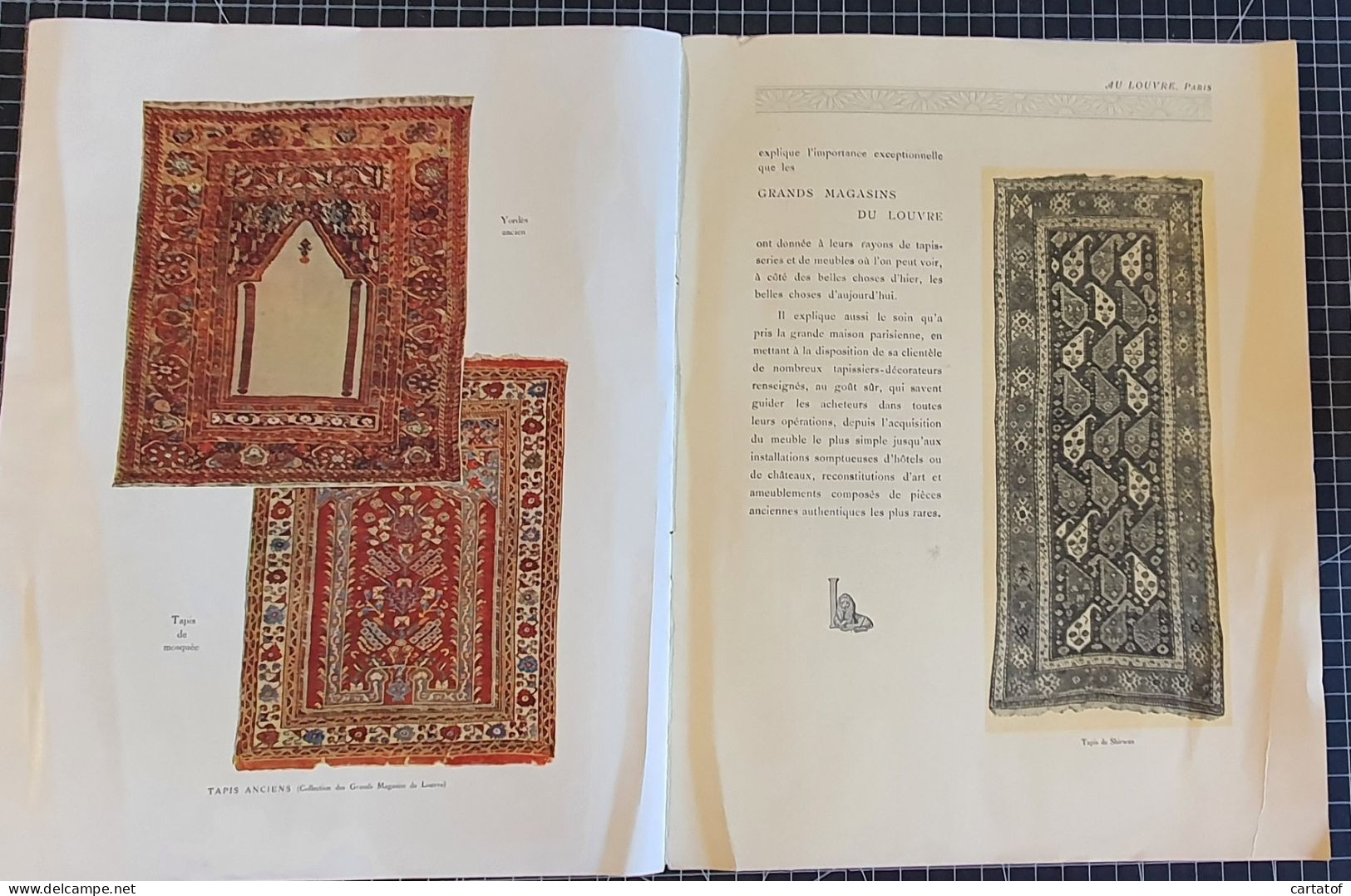 GRANDS MAGASINS DU LOUVRE PARIS . Catalogue Tapis , Meubles de Style , Tapisserie 