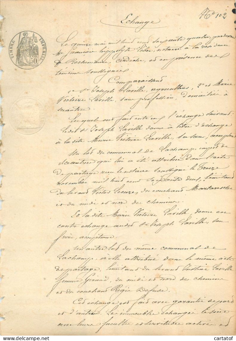 Echange En 1864 . ROCHEMAURE . Jospeh LAVILLE - Manuscripts