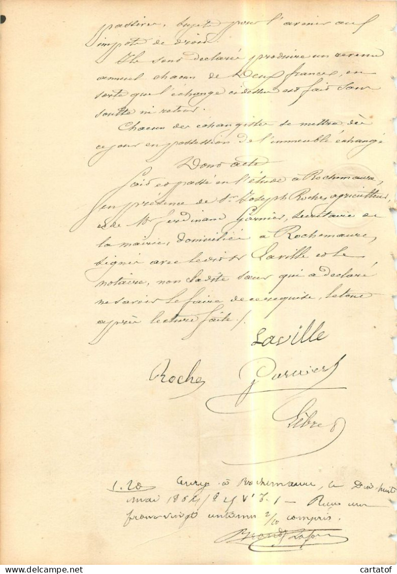 Echange En 1864 . ROCHEMAURE . Jospeh LAVILLE - Manuscripten