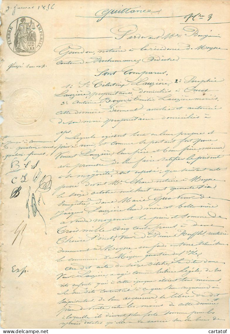 Quittance 1896 . Gourdon Notaire à MEYSSE Canton ROCHEMAURE Pour Celestine LAUZIERE - Manuscrits