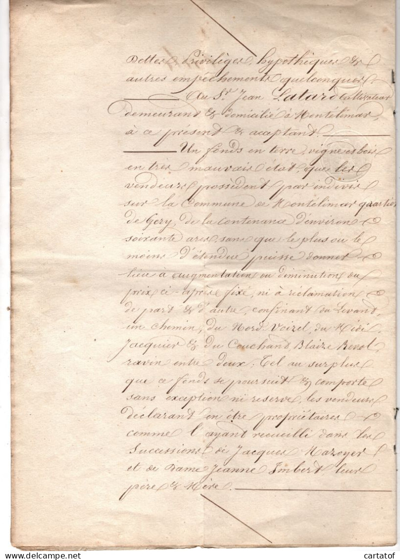 Vente MAZOYER En 1855 . BITH Notaire à Montélimar - Manuscripten