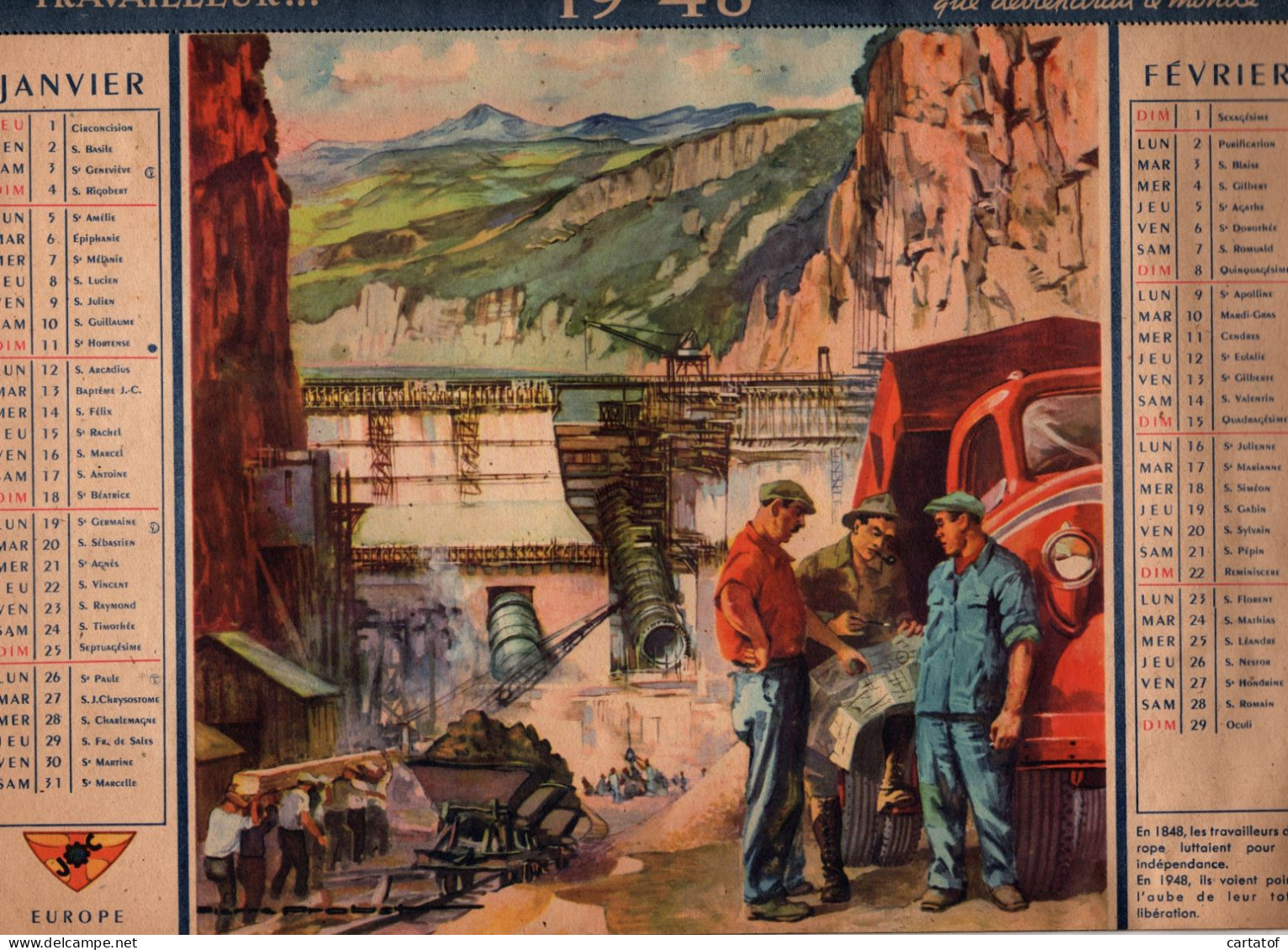 TRAVAILLEUR SANS TOI … Qu Devrindrait Le Monde .  CALENDRIER 1948 - Big : 1941-60