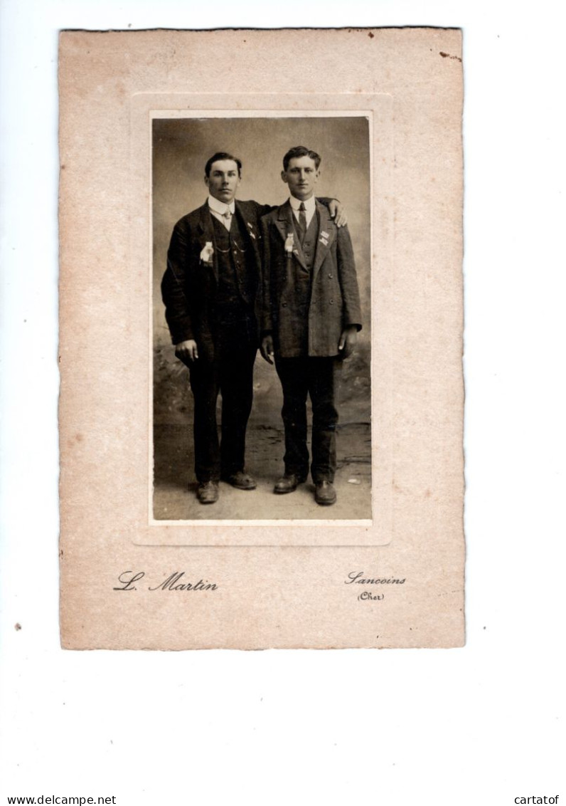 Photo 2 Jeunes Hommes (concrits ?) L. MARTIN à SANCOINS - Unclassified