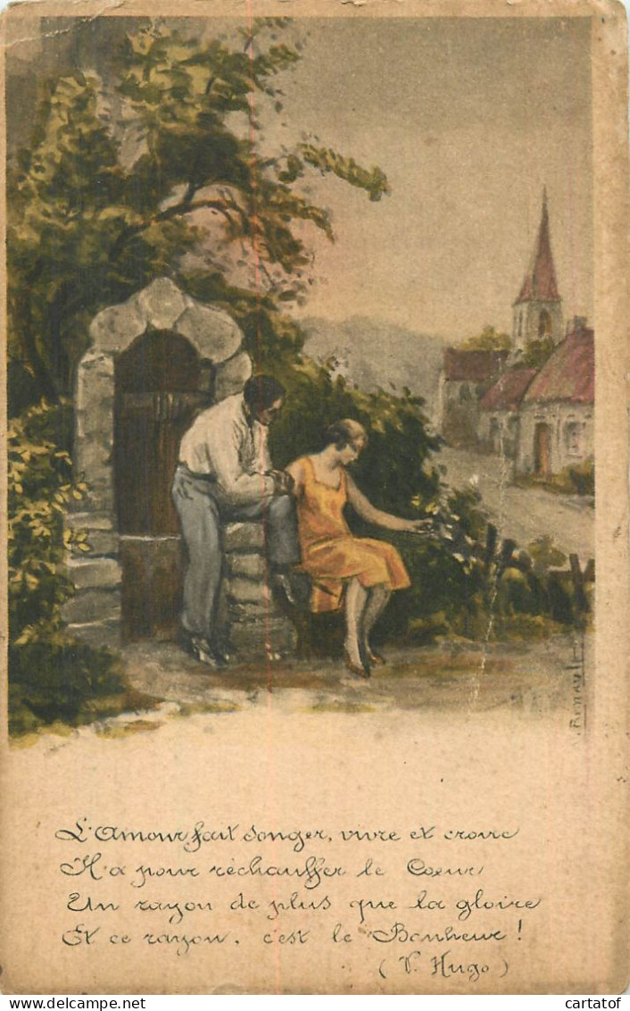 Jeune COUPLE . Illustration ( RIMAULT ? RAMAULST ?) . Vers Victor Hugo - Autres & Non Classés