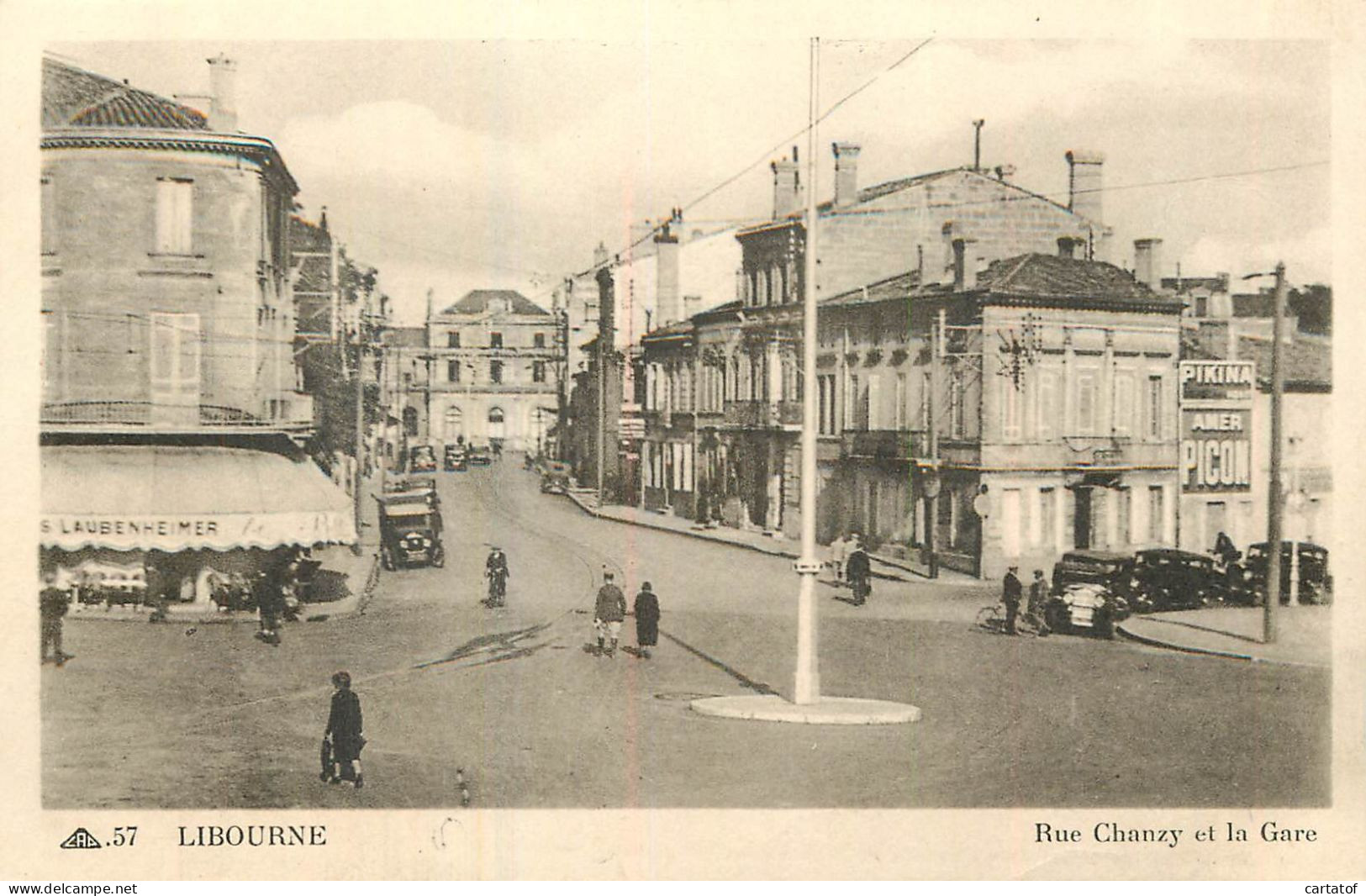 LIBOURNE . Rue Chanzy Et La Gare . CPA Animée . - Libourne