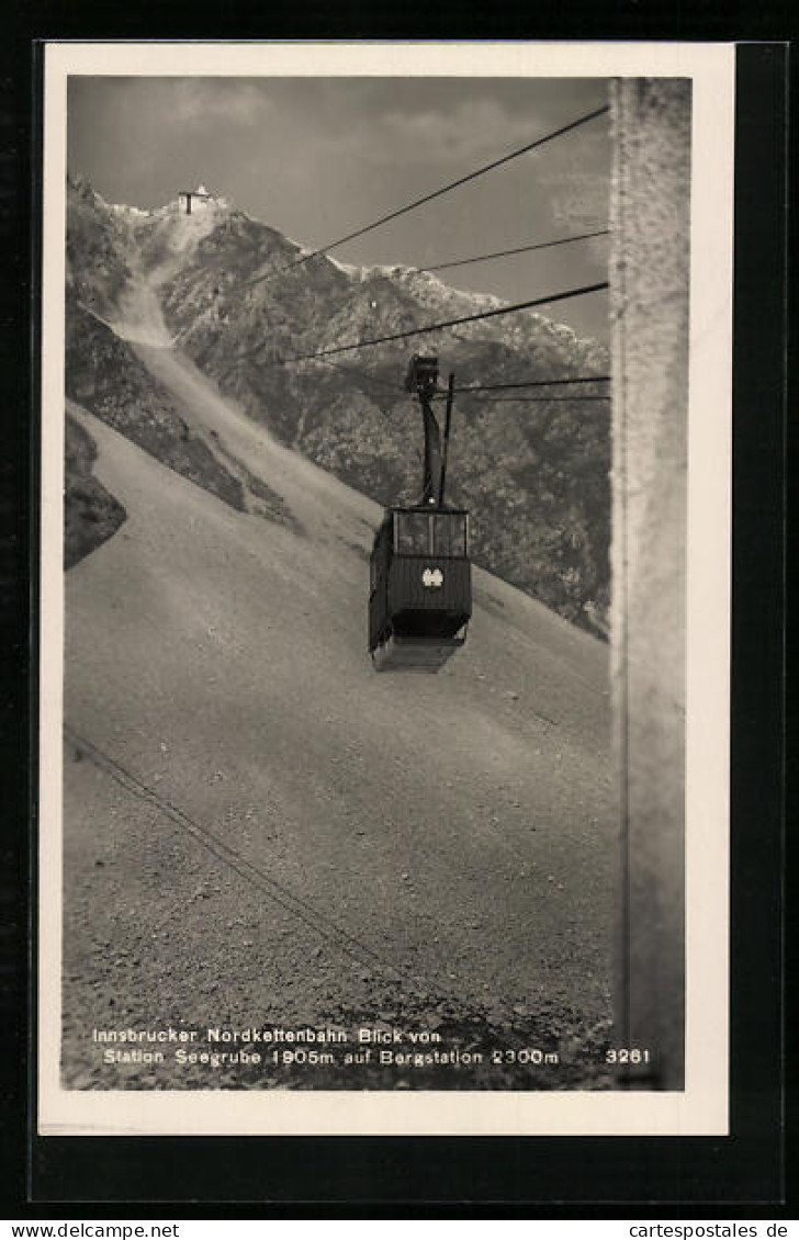 AK Innsbruck, Nordkettenbahn Mit Blick Von Station Seegrube Auf Bergstation  - Funicular Railway