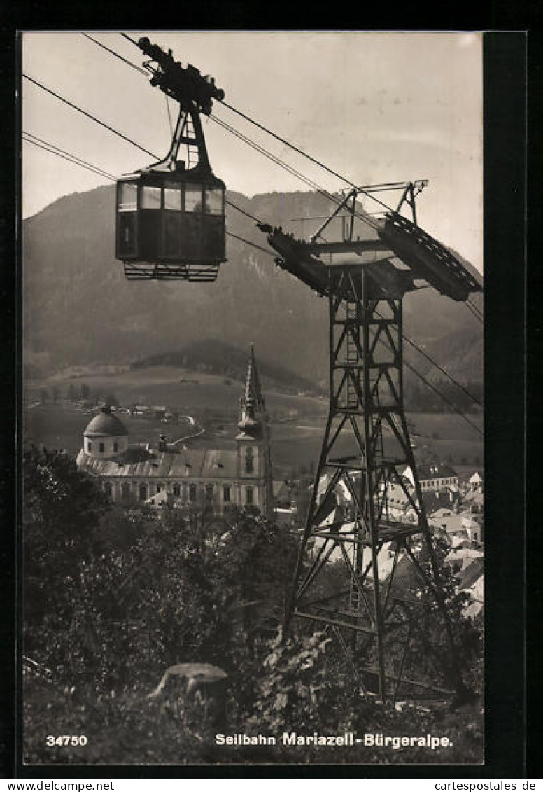 AK Mariazell, Kirche Und Bürgeralpe-Seilbahn  - Funicular Railway