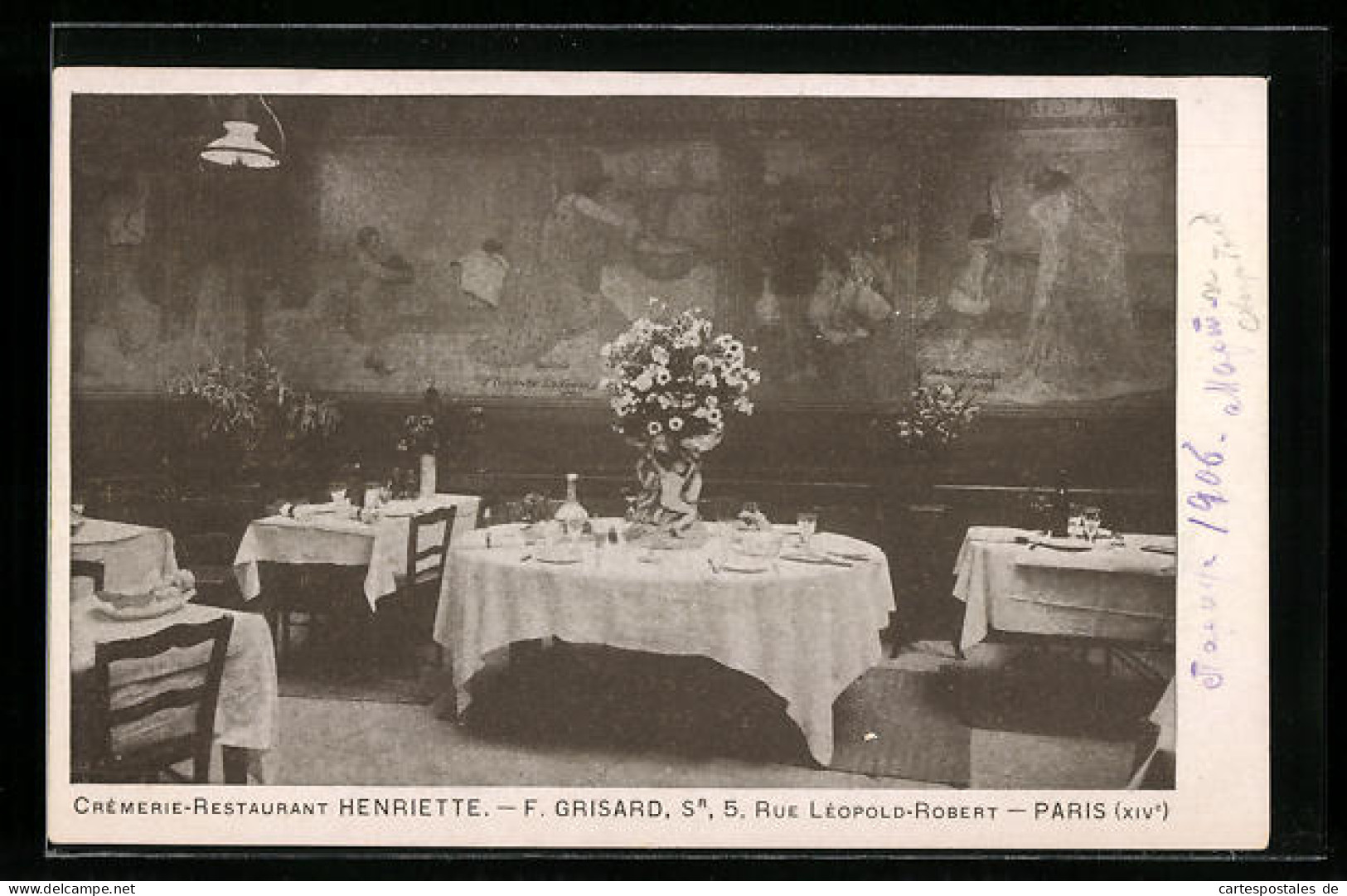CPA Paris, Crémerie-Restaurant Henriette, F. Grisard, 5, Rue Léopold-Robert  - Cafés, Hôtels, Restaurants