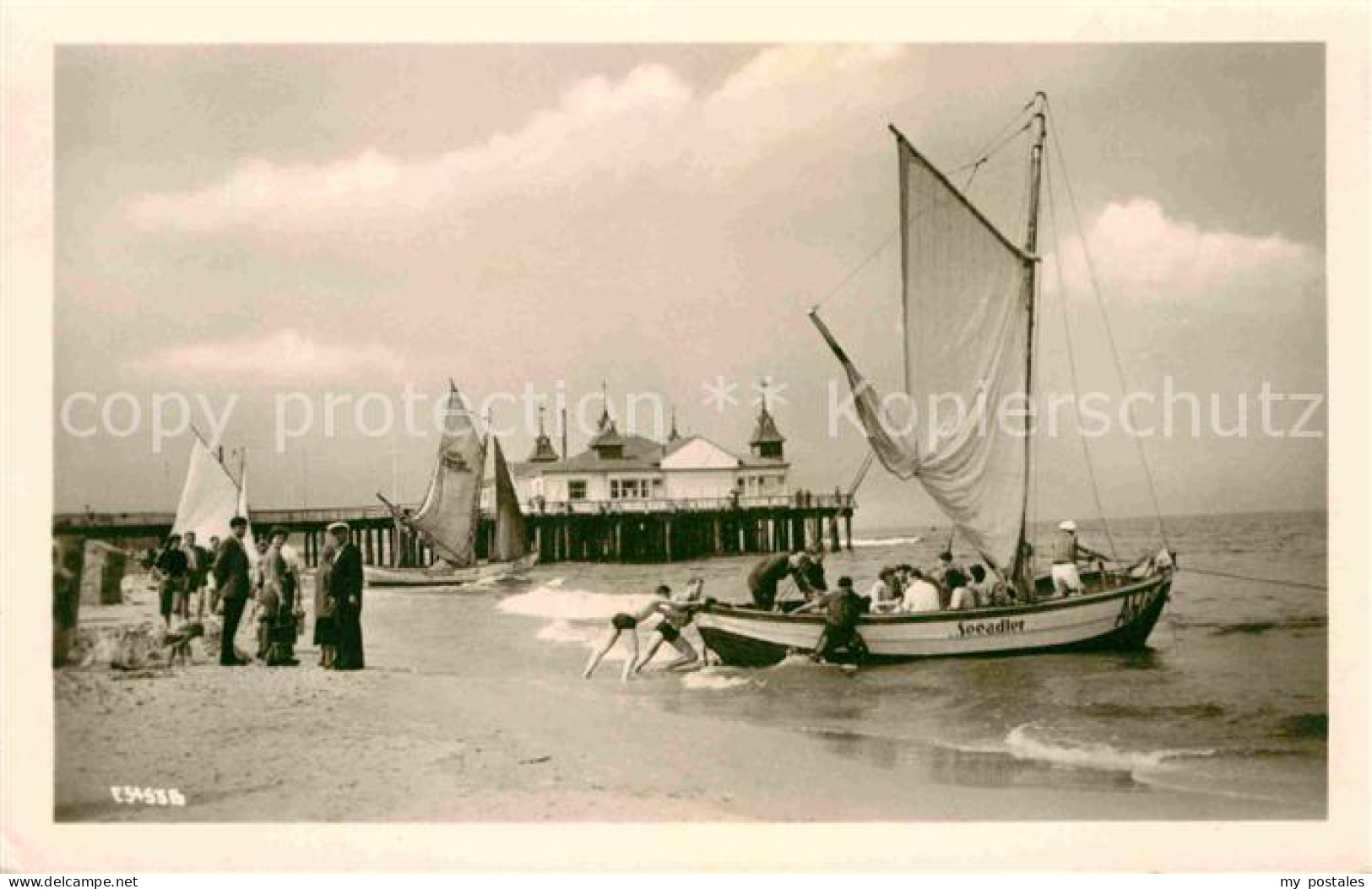 72642919 Ahlbeck Ostseebad Seebruecke Strand Segelboot Heringsdorf Insel Usedom - Sonstige & Ohne Zuordnung