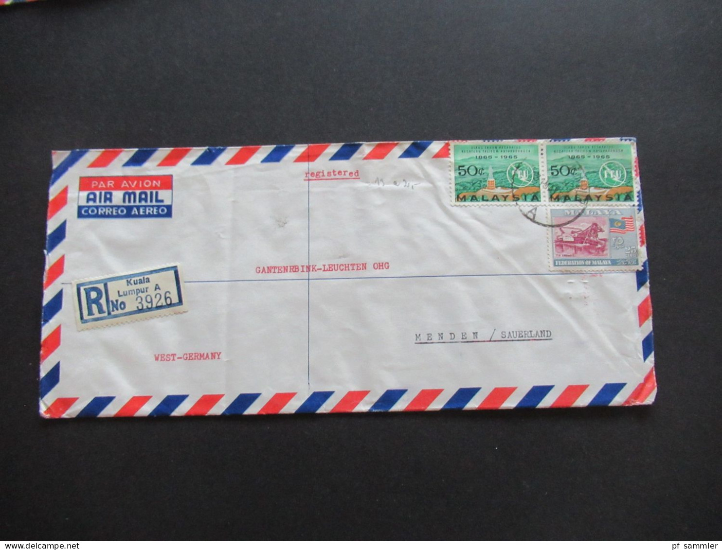 Asien Malaysia 1963 / 1964 Air Mail Luftpost 6 Belege 1x Registered Kuala Lumpur A Abs. Guenter Linau Police Co-operativ - Malaysia (1964-...)