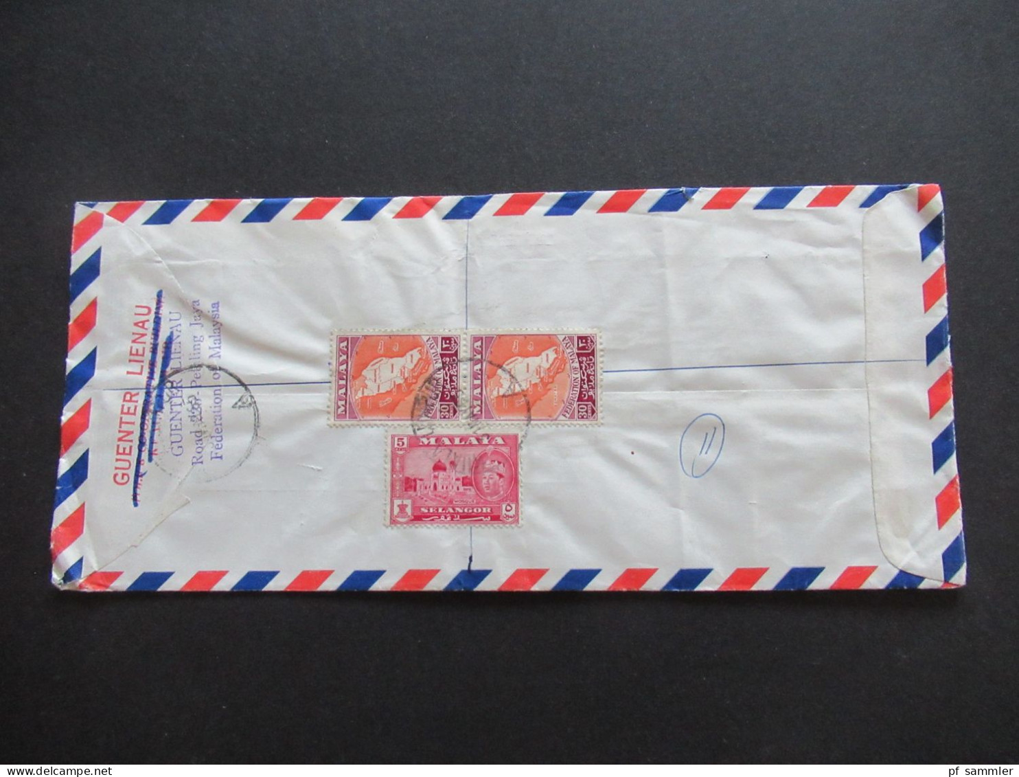 Asien Malaysia 1963 / 1964 Air Mail Luftpost 6 Belege 1x Registered Kuala Lumpur A Abs. Guenter Linau Police Co-operativ - Malaysia (1964-...)