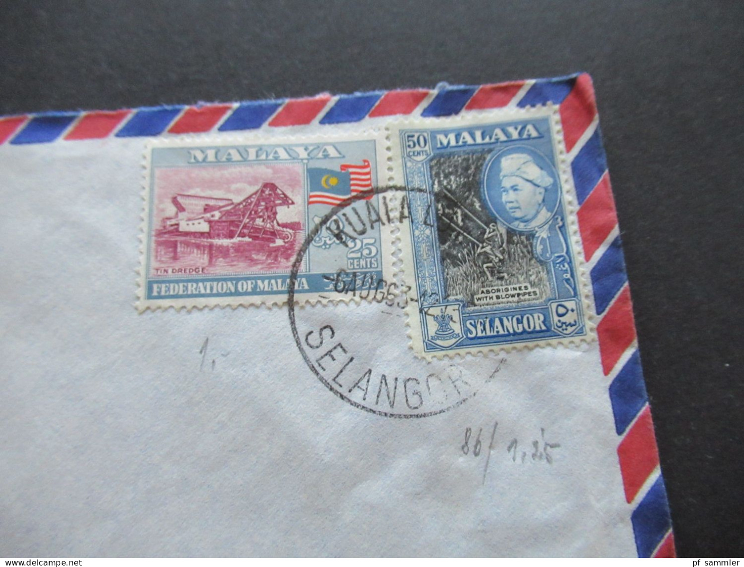 Asien Malaysia 1963 / 1964 Air Mail Luftpost 6 Belege 1x Registered Kuala Lumpur A Abs. Guenter Linau Police Co-operativ