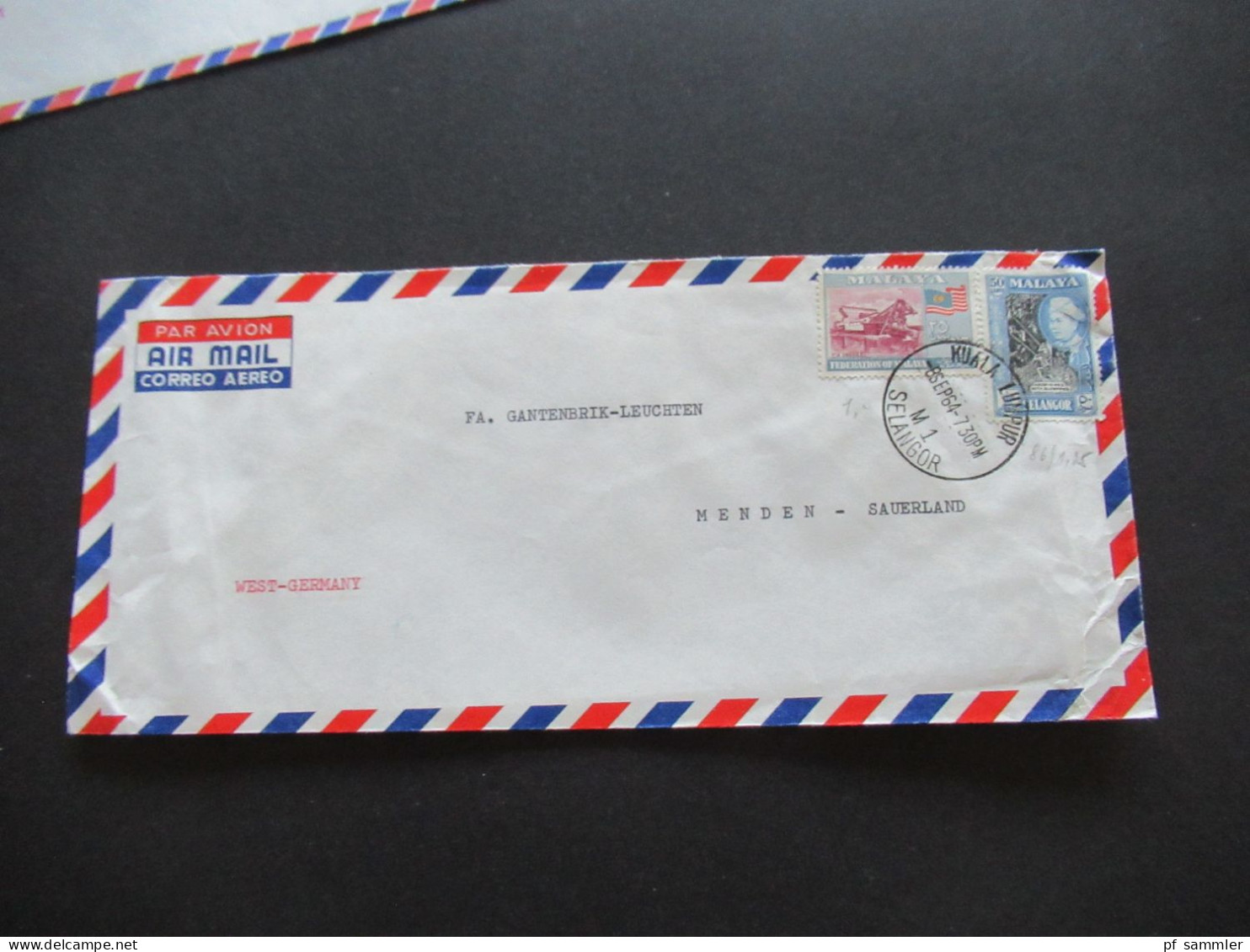 Asien Malaysia 1963 / 1964 Air Mail Luftpost 6 Belege 1x Registered Kuala Lumpur A Abs. Guenter Linau Police Co-operativ