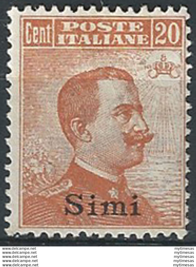 1921-22 Egeo Simi 20c. Arancio MNH Sassone N. 11 - Autres & Non Classés