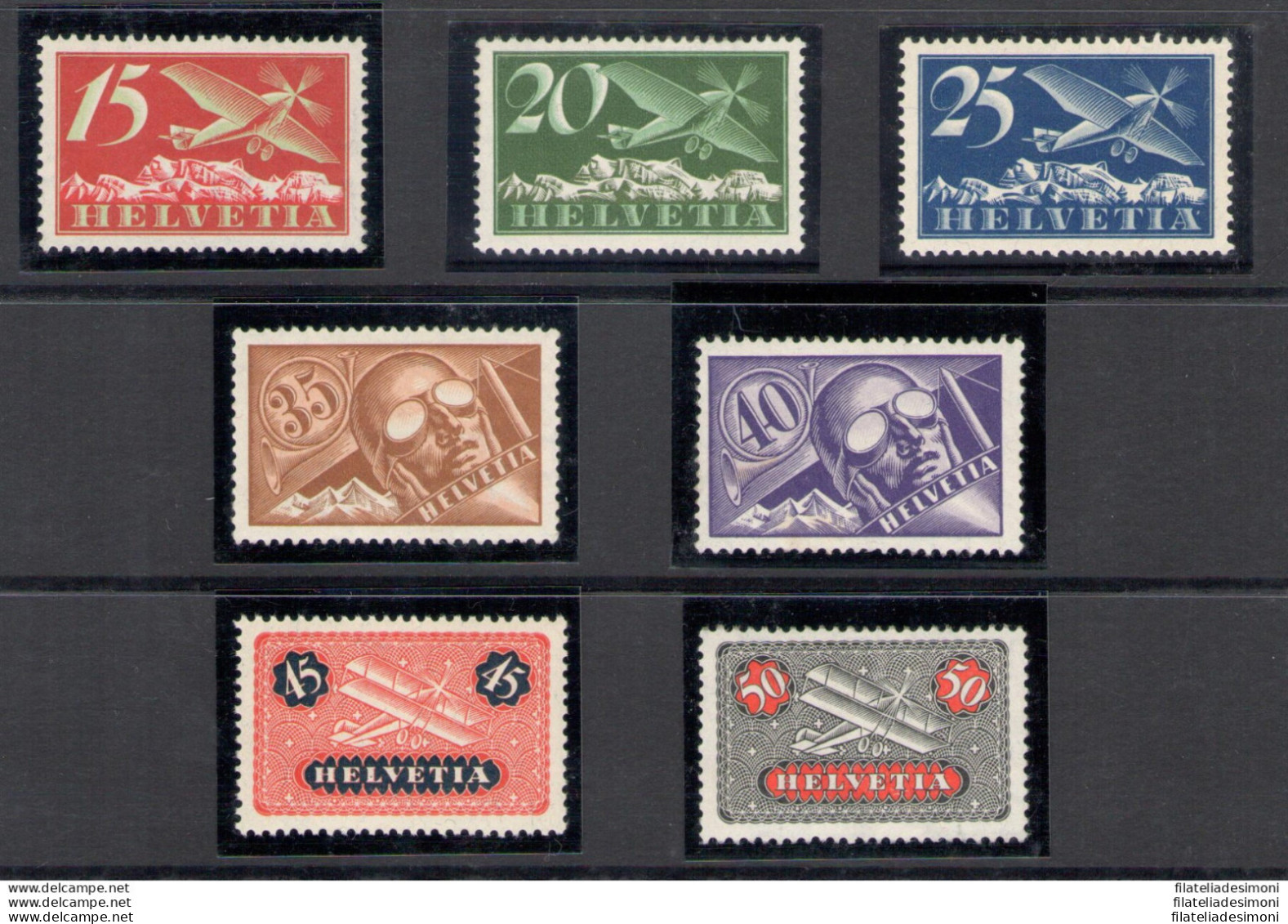 1923-37 SVIZZERA - Posta Aerea N. A3-A9 - Serie Completa 7 Valori - MNH** - Sonstige & Ohne Zuordnung