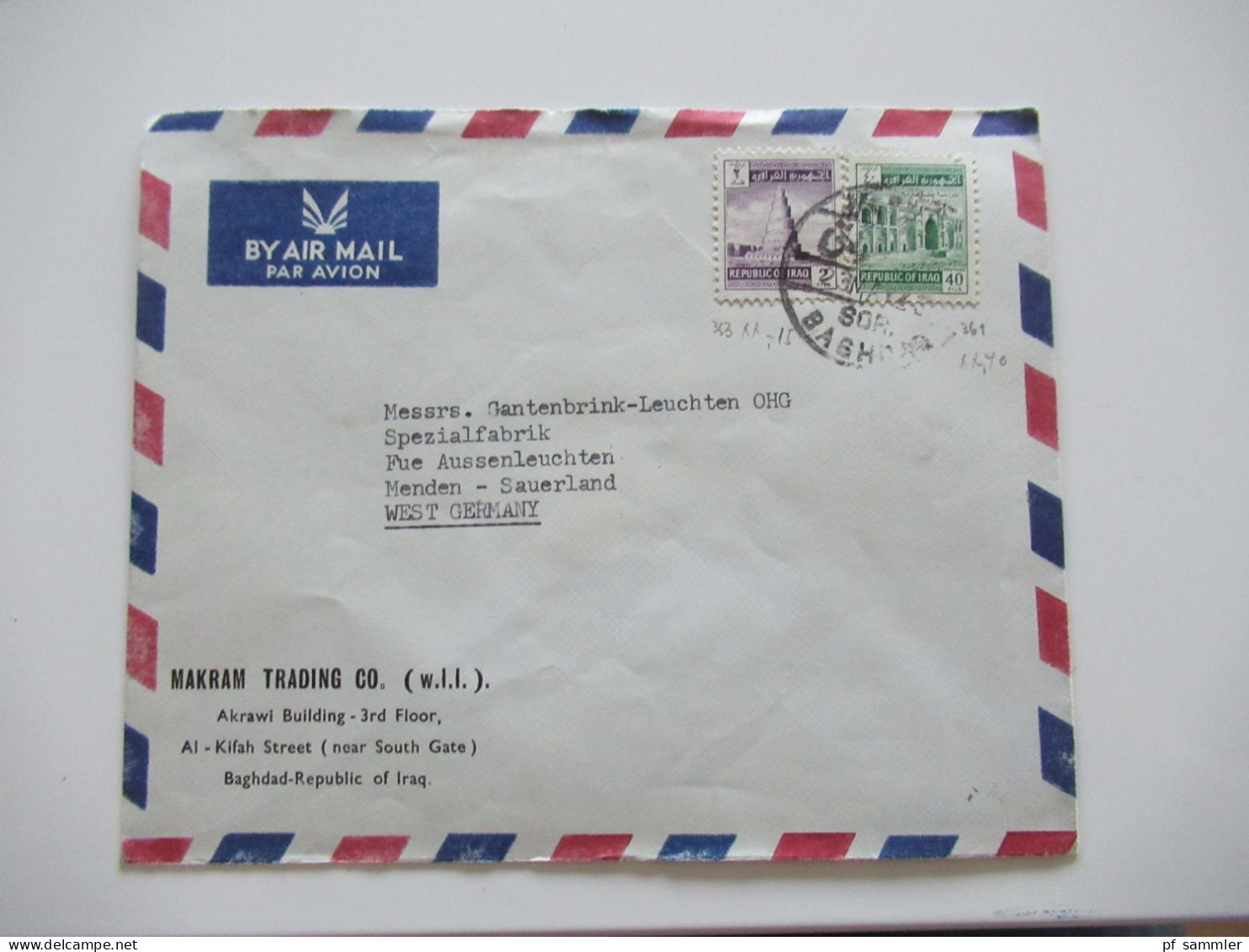 Asien Irak Um 1963 Air Mail Luftpost 12 Belege Firmenumschläge Makram Trading Co. Akrawi Building Baghdad Republic Iraq - Iran