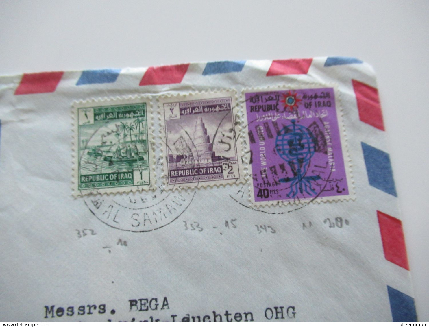 Asien Irak um 1963 Air Mail Luftpost 12 Belege Firmenumschläge Makram Trading Co. Akrawi Building Baghdad Republic Iraq
