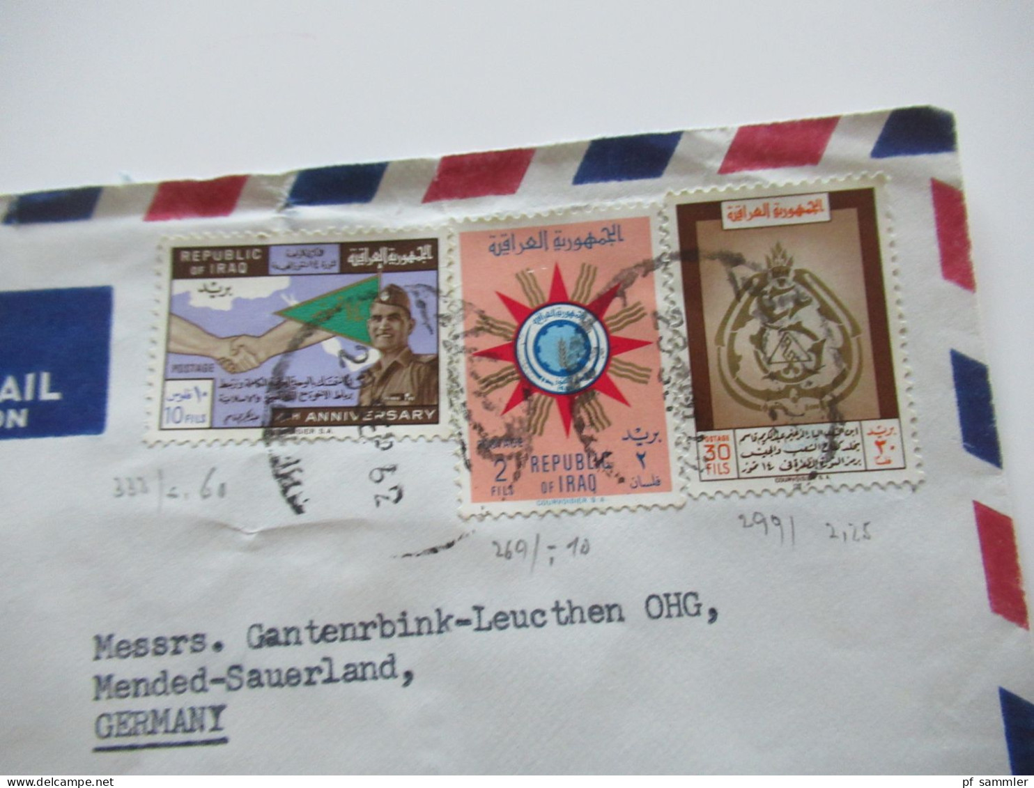 Asien Irak um 1963 Air Mail Luftpost 12 Belege Firmenumschläge Makram Trading Co. Akrawi Building Baghdad Republic Iraq