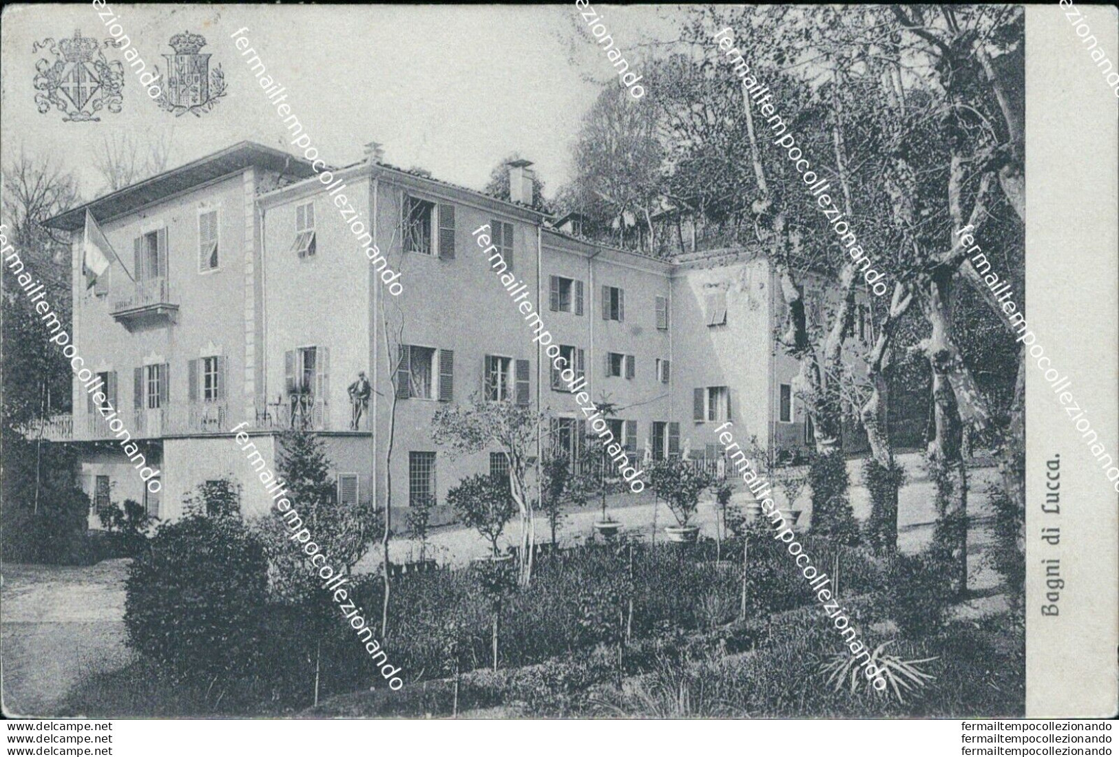 Az502 Cartolina Bagni Di Lucca Hotel Royal Continental Park Toscana 1911 - Lucca