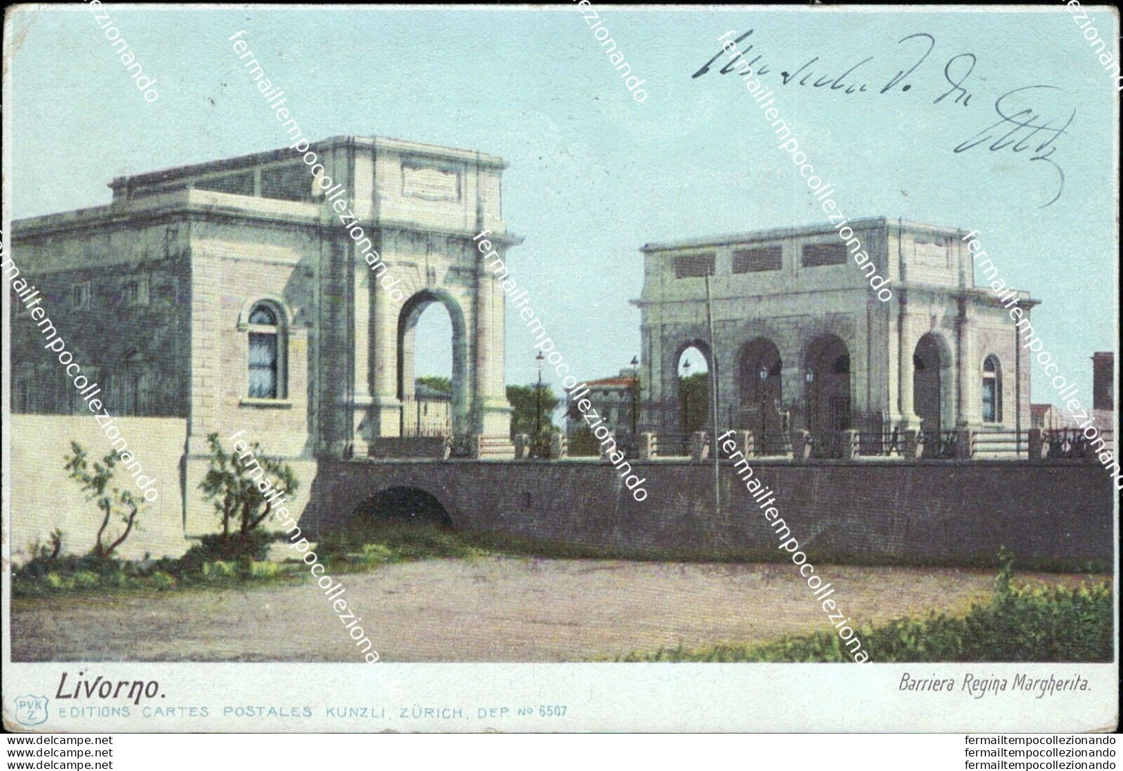 Am696 Cartolina Livorno Citta' Barriera Regina Margherita 1902 - Livorno