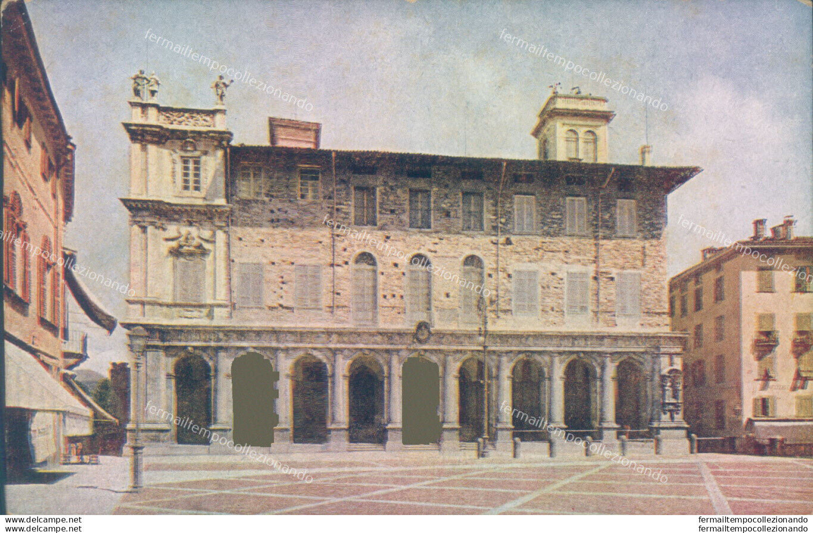 A1791 Cartolina Bergamo Citta' Palazzo Gia' Civico Ora Istituto Tecnico - Bergamo