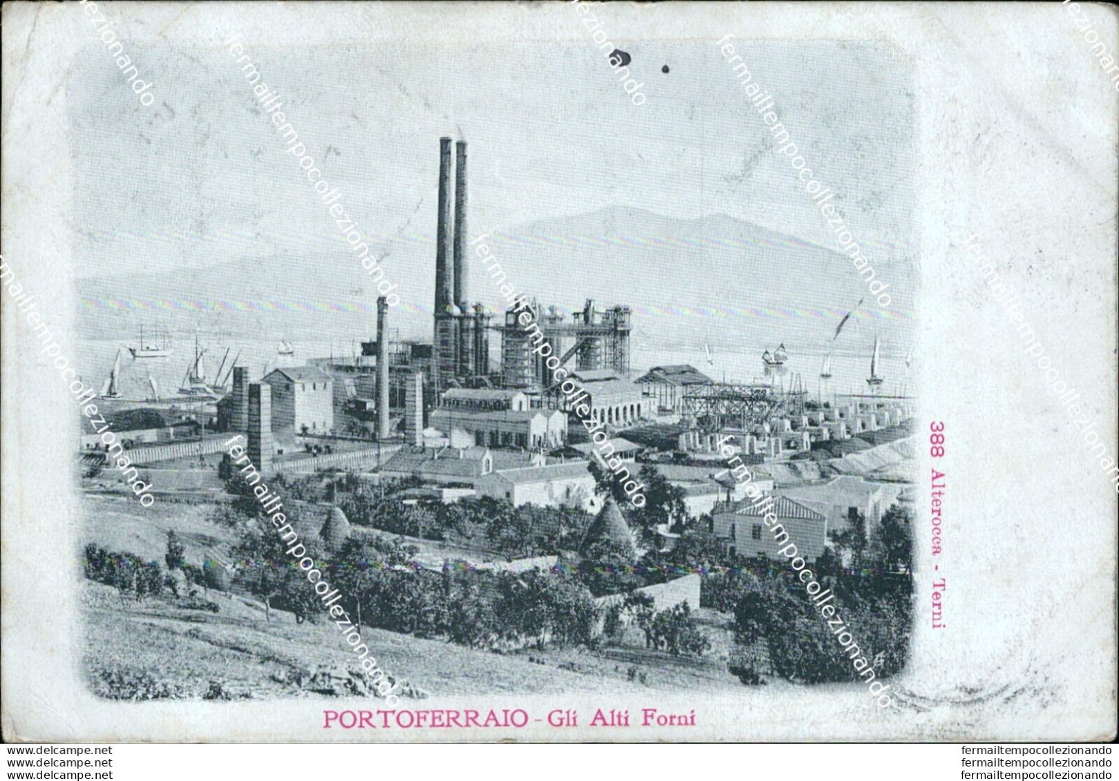 Az542 Cartolina Portoferraio Gli Alti Forni Livorno Toscana 1907 - Livorno