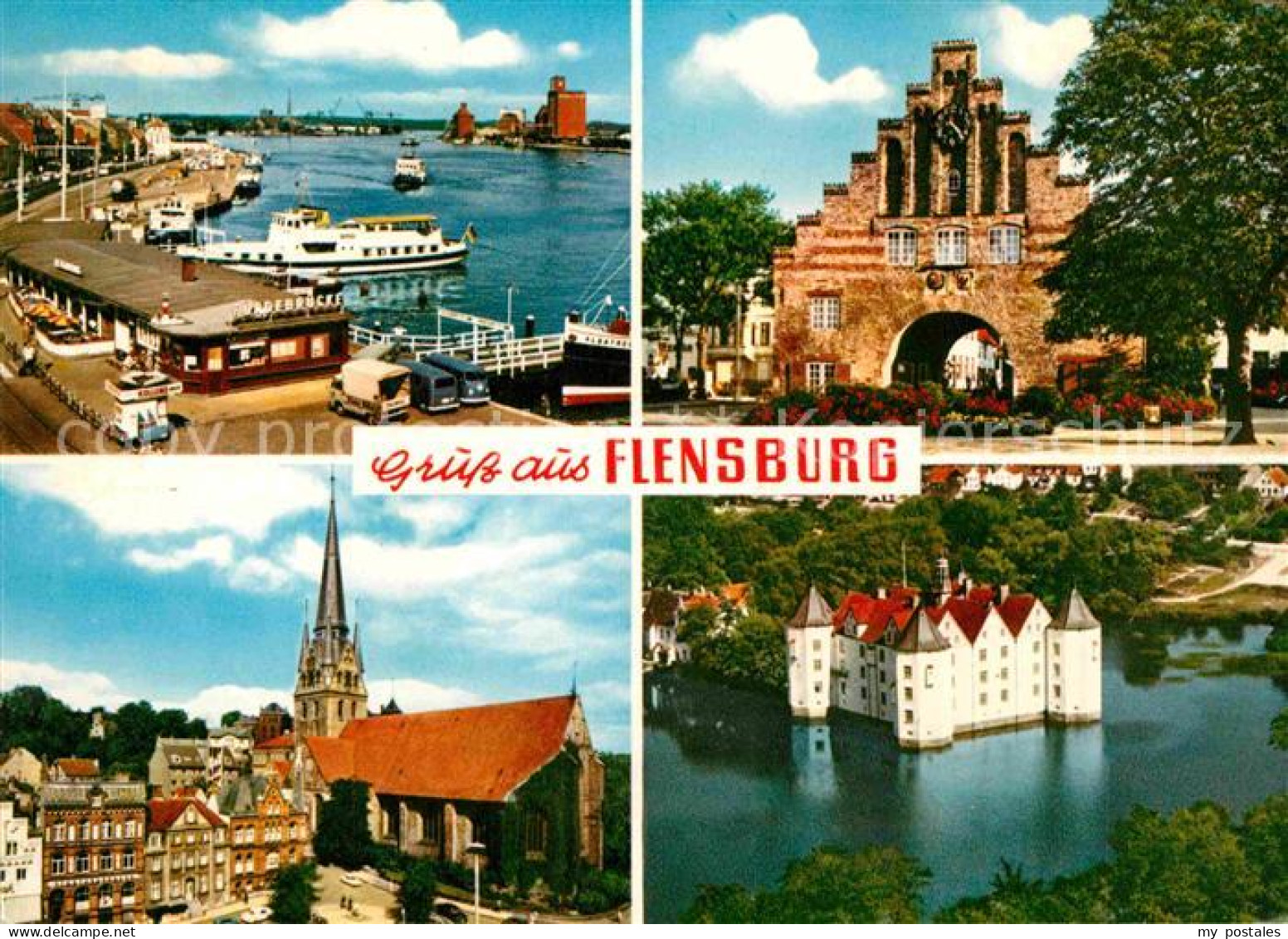 72641433 Flensburg Hafen Nordertor Kirche Wasserschloss Fliegeraufnahme Flensbur - Flensburg