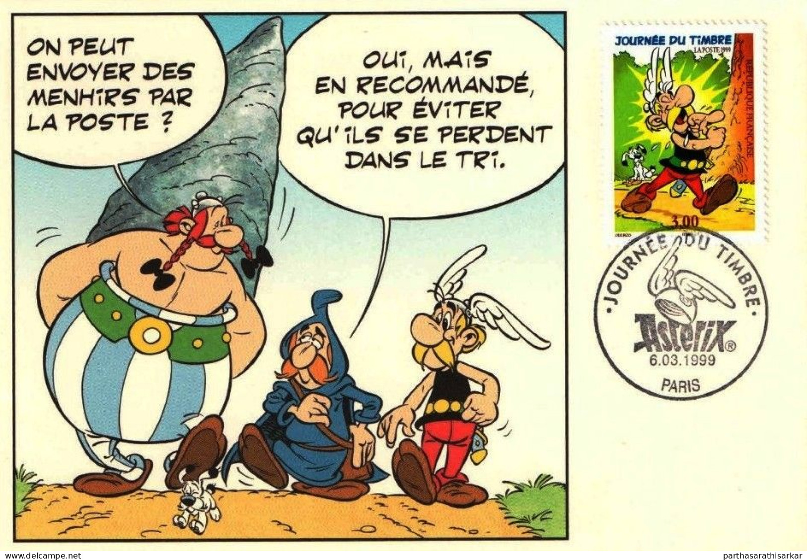 FRANCE 1999 ADVENTURES OF ASTERIX OFFICIAL PICTURE POST CARD USED RARE - Comics