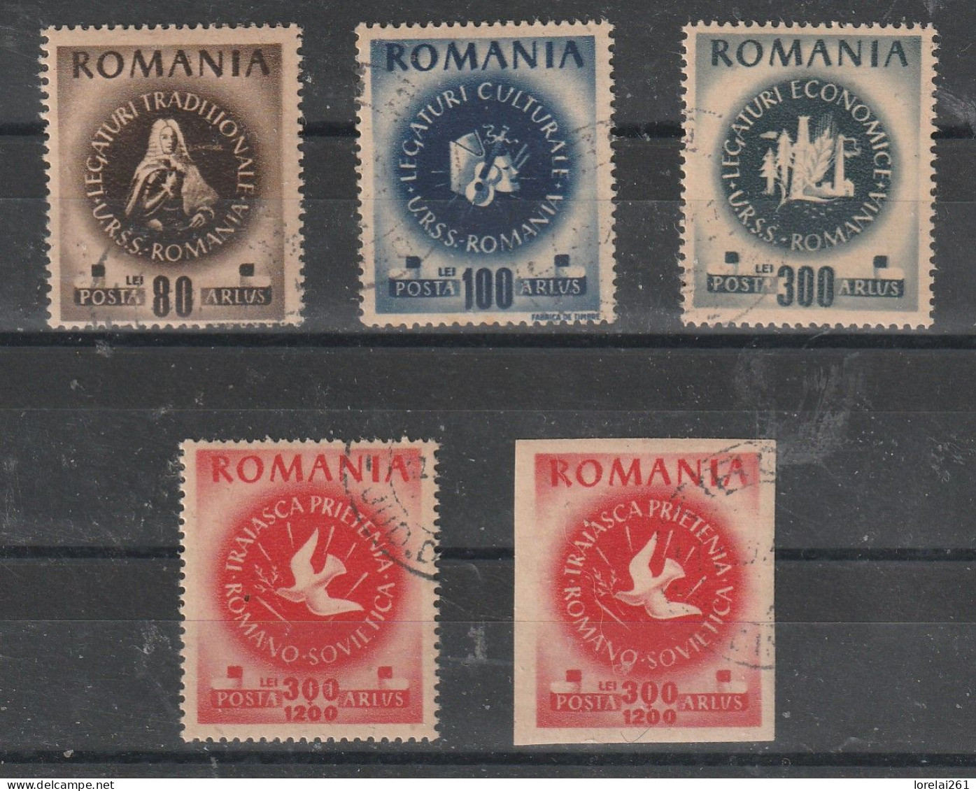 1946 - Amitie Roumano-sovietique Mi 1008A/1011A/B - Oblitérés