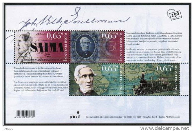 2006 Finland M Block 39 Train, J W Snellman MNH **. - Blocs-feuillets