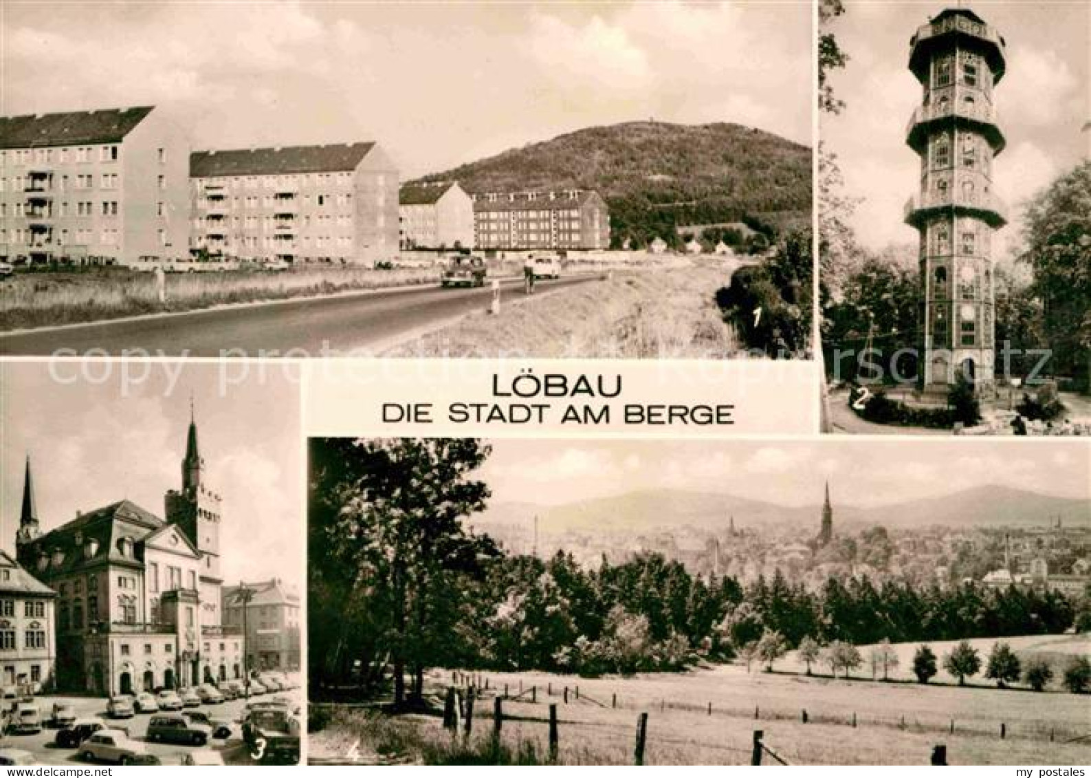 72641253 Loebau Sachsen Suedvorstadt Loebauer Berg Aussichtsturm Rathaus Panoram - Loebau