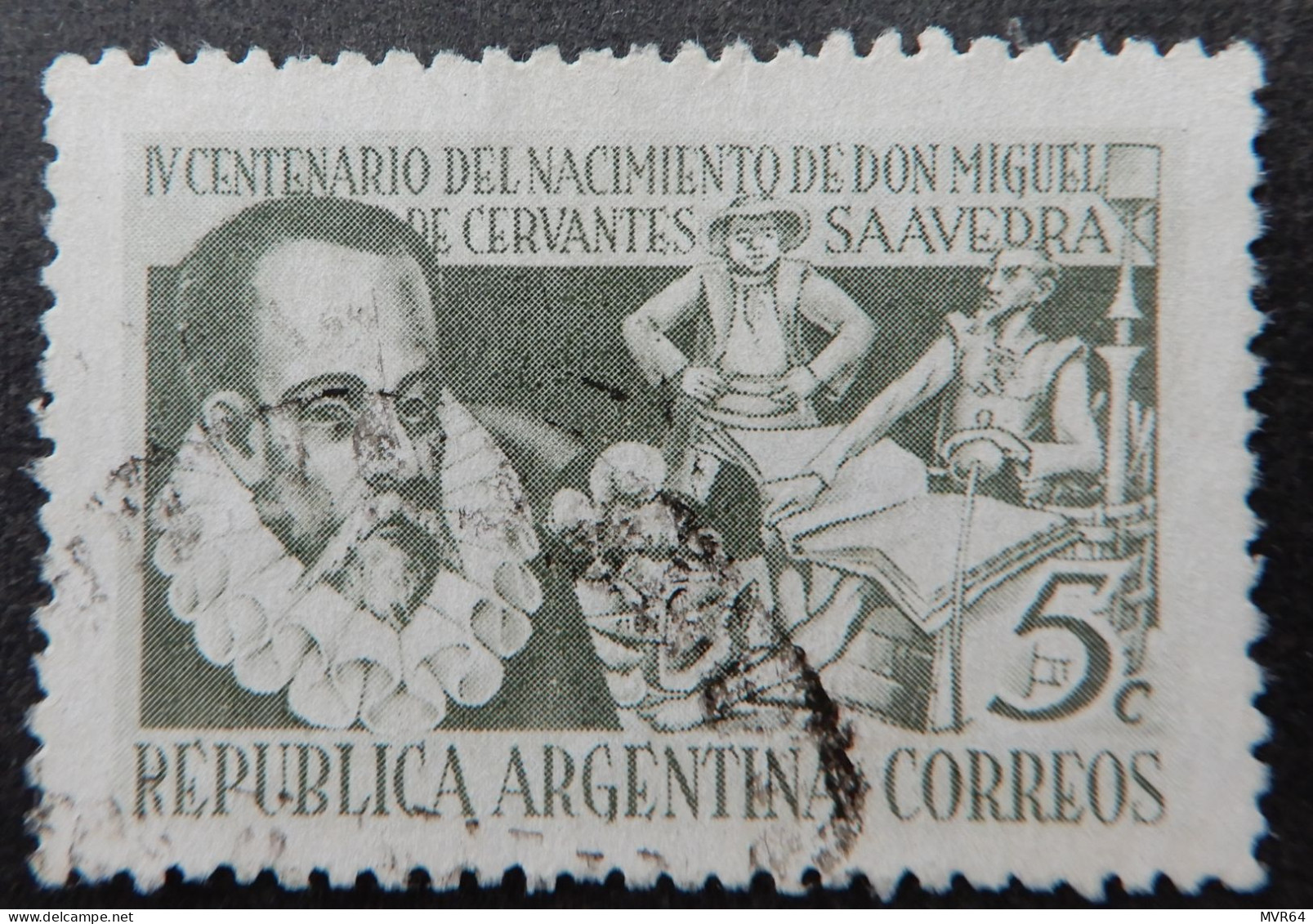 Argentinië Argentinia 1947 (1) The 400th An. Of The Birth Of Miguel Cervantes - Oblitérés