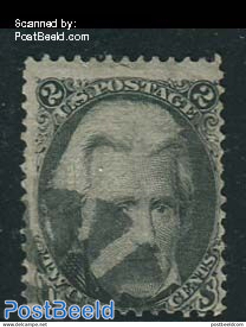 United States Of America 1861 2c Black, With Grill, Used, Used Stamps - Oblitérés