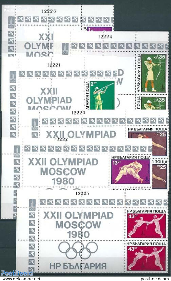 Bulgaria 1979 Olympic Games 2x6v+tabs, Mint NH, Sport - Fencing - Judo - Olympic Games - Shooting Sports - Unused Stamps