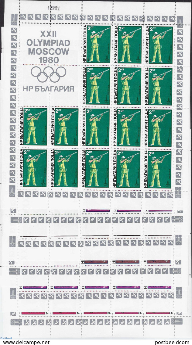 Bulgaria 1979 Olympic Games 6 Sheets, Mint NH, Religion - Sport - Judaica - Fencing - Olympic Games - Shooting Sports - Unused Stamps