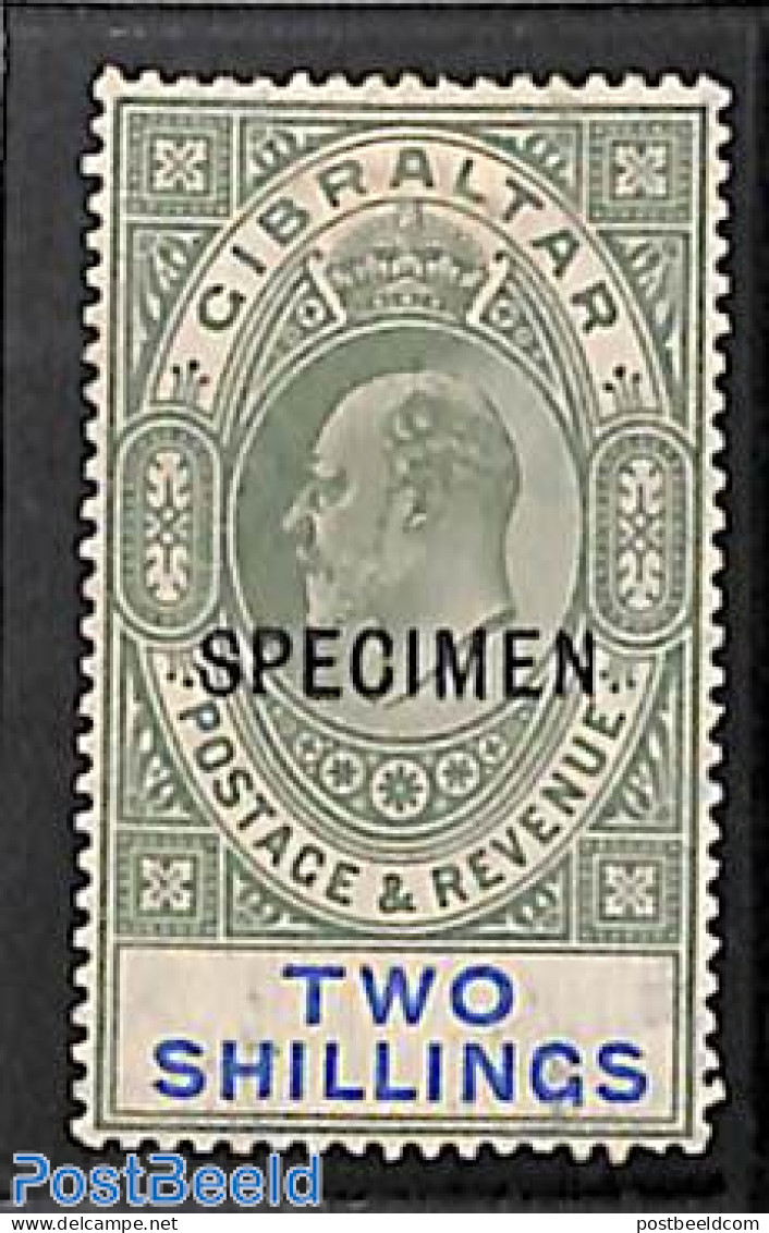 Gibraltar 1903 2Sh, SPECIMEN, WM Crown-CA, Stamp Out Of Set, Unused (hinged) - Gibraltar