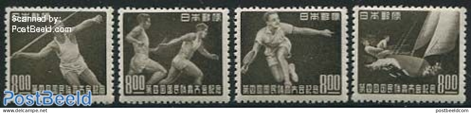 Japan 1949 National Sport Games 4v, Unused (hinged), Sport - Athletics - Sport (other And Mixed) - Unused Stamps