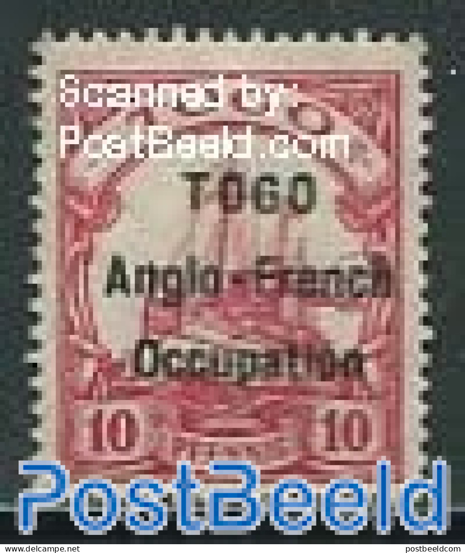 Germany, Colonies 1914 10pf, Anglo-French Occupation, Stamp Out Of Set, Unused (hinged), Transport - Ships And Boats - Boten