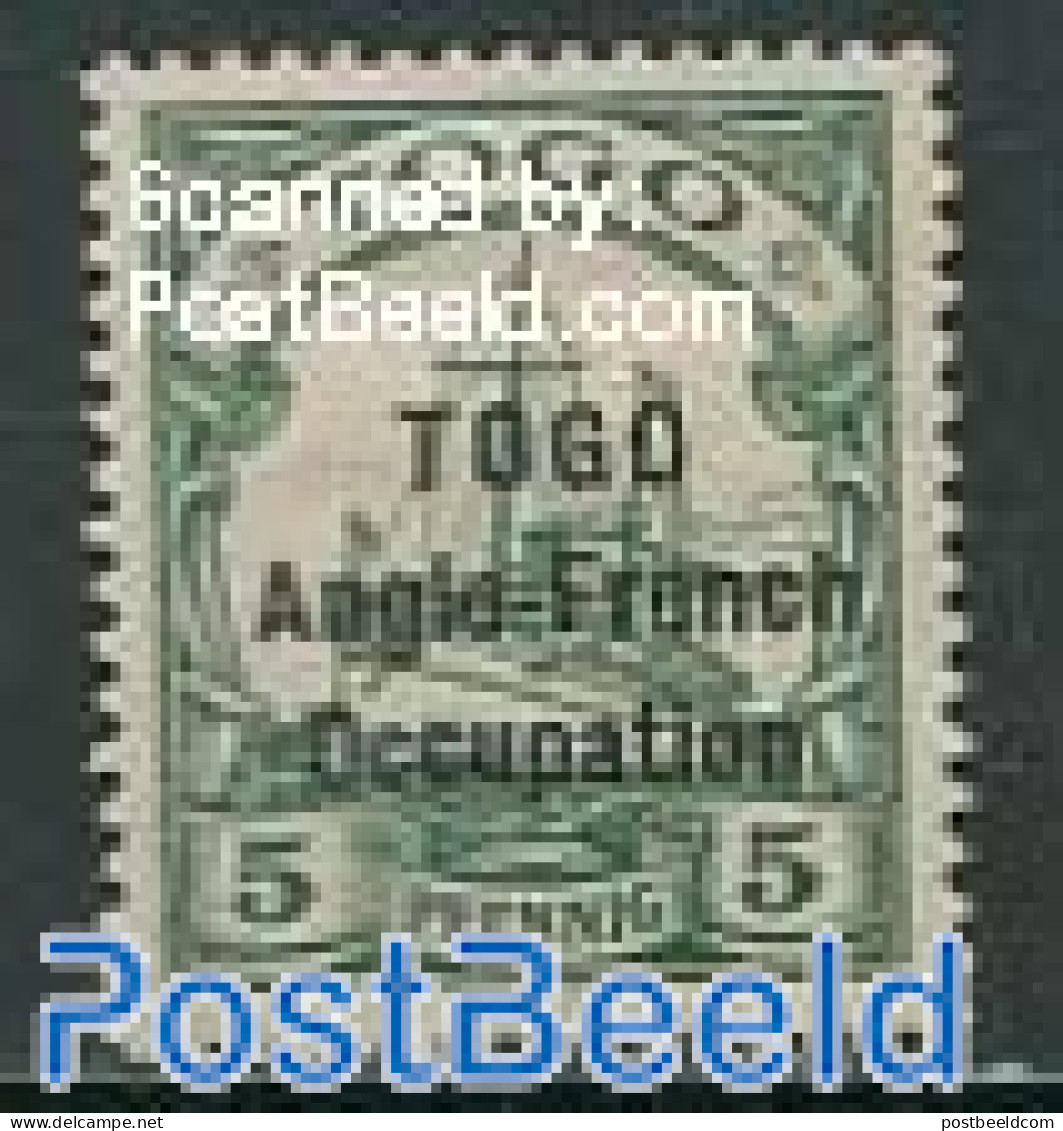 Germany, Colonies 1915 5pf, Anglo-French Occupation, Stamp Out Of Set, Unused (hinged), Transport - Ships And Boats - Boten