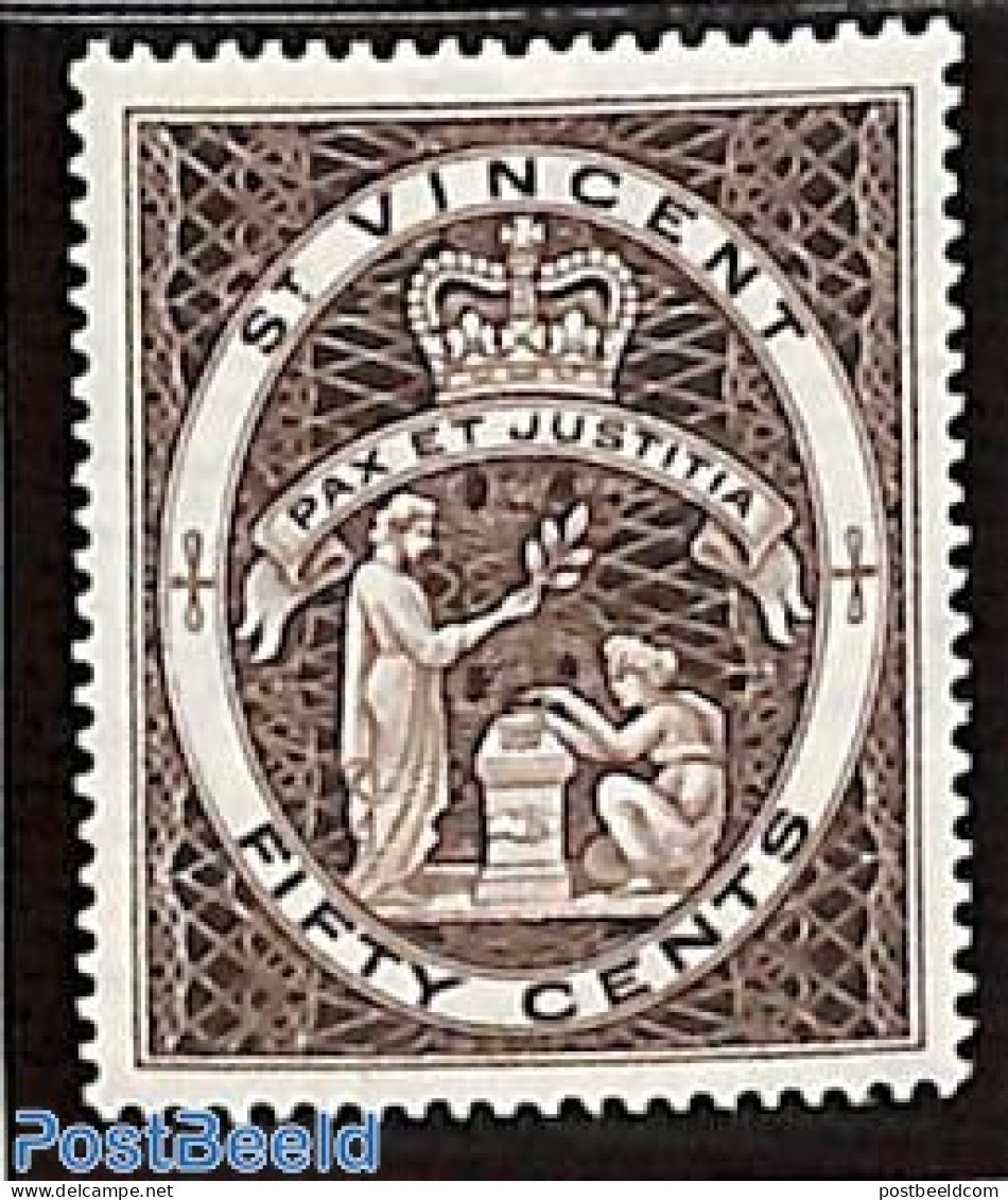 Saint Vincent 1964 50c, Perf. 14, Stamp Out Of Set, Mint NH, History - Coat Of Arms - St.Vincent (1979-...)