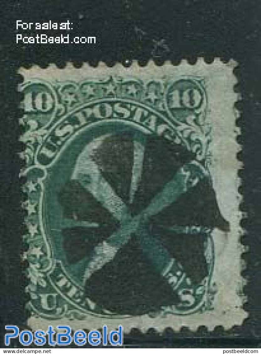 United States Of America 1861 10c Green, With Grill, Used, Used Stamps - Used Stamps